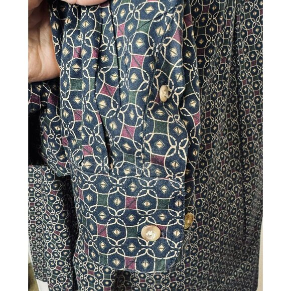 Enro Mens XX Large 100% Cotton Long Sleeve Button-Down Shirt XXL Geometric Print - Picture 7 of 11